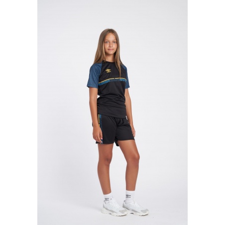 CAMISETA UMBRO SPIRITO JERSEY - JNR BLACK / ORANGE POP / PETROL BLUE