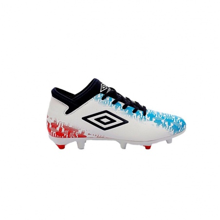 Bota de Fútbol Umbro Formation II FG - JUNIOR - White / Dark Navy / Vermillion / Atomic Blue