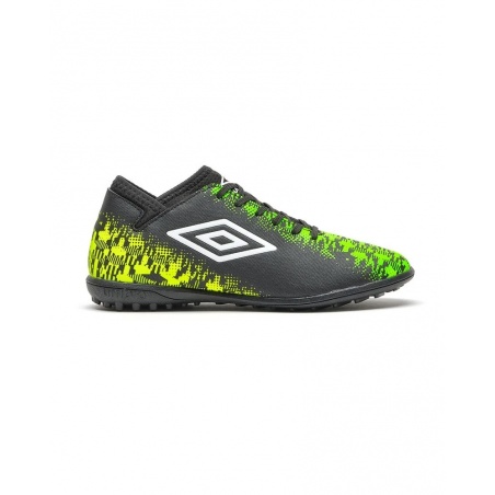 Bota De Fútbol Umbro Formation II TF - JUNIOR - Black / White / Green Gecko / Safety Yellow